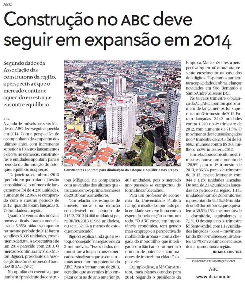 Construo no ABC deve seguir em expanso em 2014